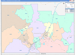 St. George Metro Area Wall Map Color Cast Style 2026